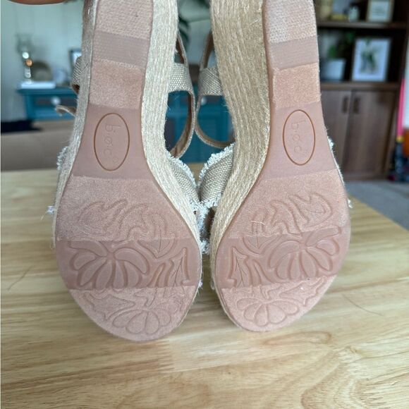 b.o.c. Beige Fabric Espadrille Wedge Comfort Bohemian Sandals - Picture 4 of 6